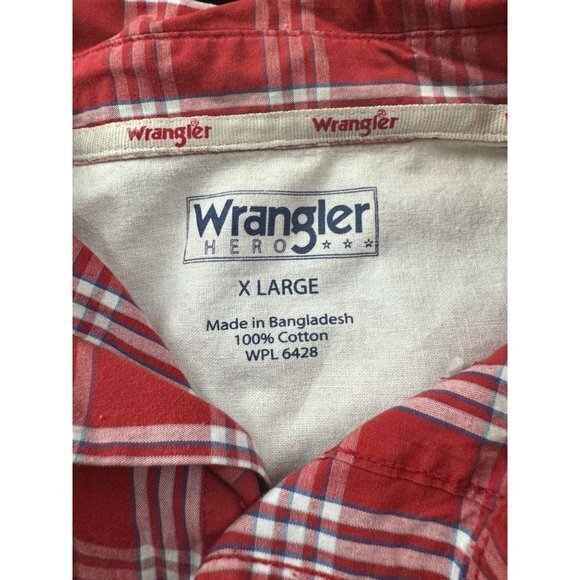 WRANGLER RED BUTTON UP SHIRT SIZE XL | D1 - Picture 3 of 5